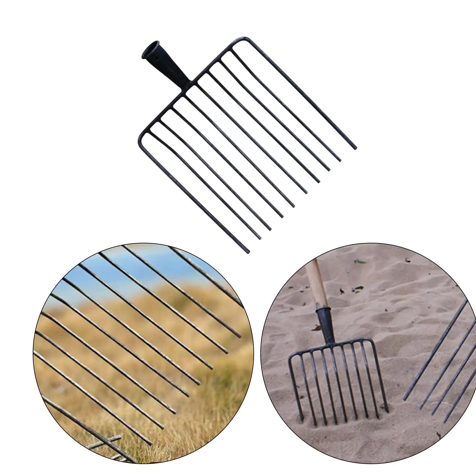 Pitchfork Tool Replacement Head, Agricultural Fork for Garden Tasks 9 teeth Steel Stall Shaving Fork for Lawns Road Maintenance