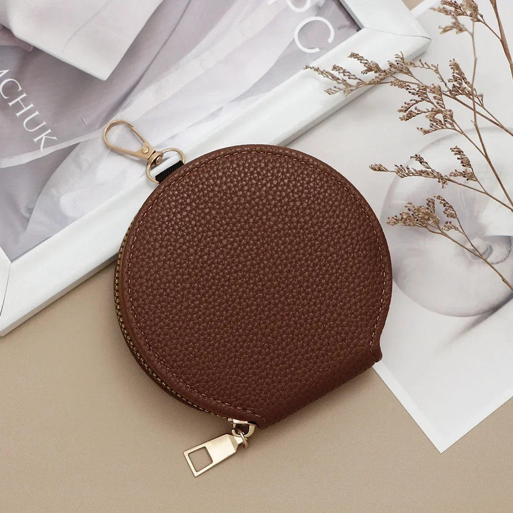 New High Quality Women's Zipper Wallet Portable Round Mini Card Bag Female Coin Pocket Key Bag Credit Card Holder Women's Purses