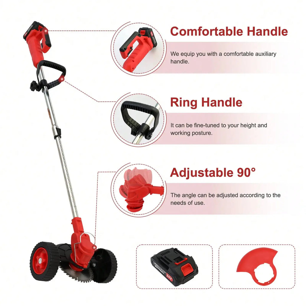 21V 650W Cordless String Trimmer Electric Weed Wacker Lawn Grass Edger Brush Cutter with 2 Batteries & Adjustable Handle