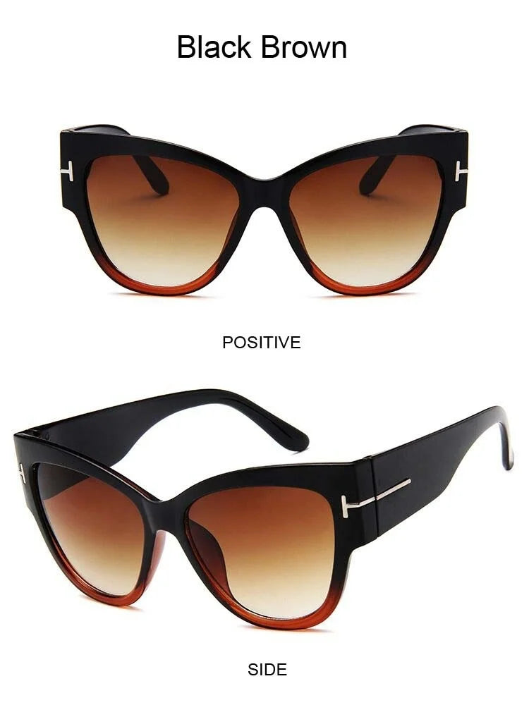 Women Sunglasses  New Fashion Brand Designer Cat Eye Female Gradient Points Sun Glasses Big UV400