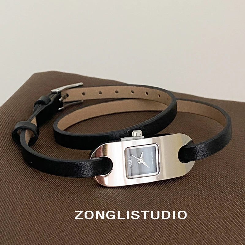 Watches for women twine long strap Watch women vintage leather thin strap waterproof quartz luxury women's watch reloj mujer