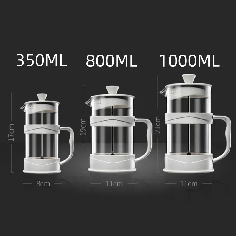 350/800/1000ml French Press Coffee Pot Multifunctional Home Hand Punch Pot Transparent Glass Coffee maker Coffee Accessories