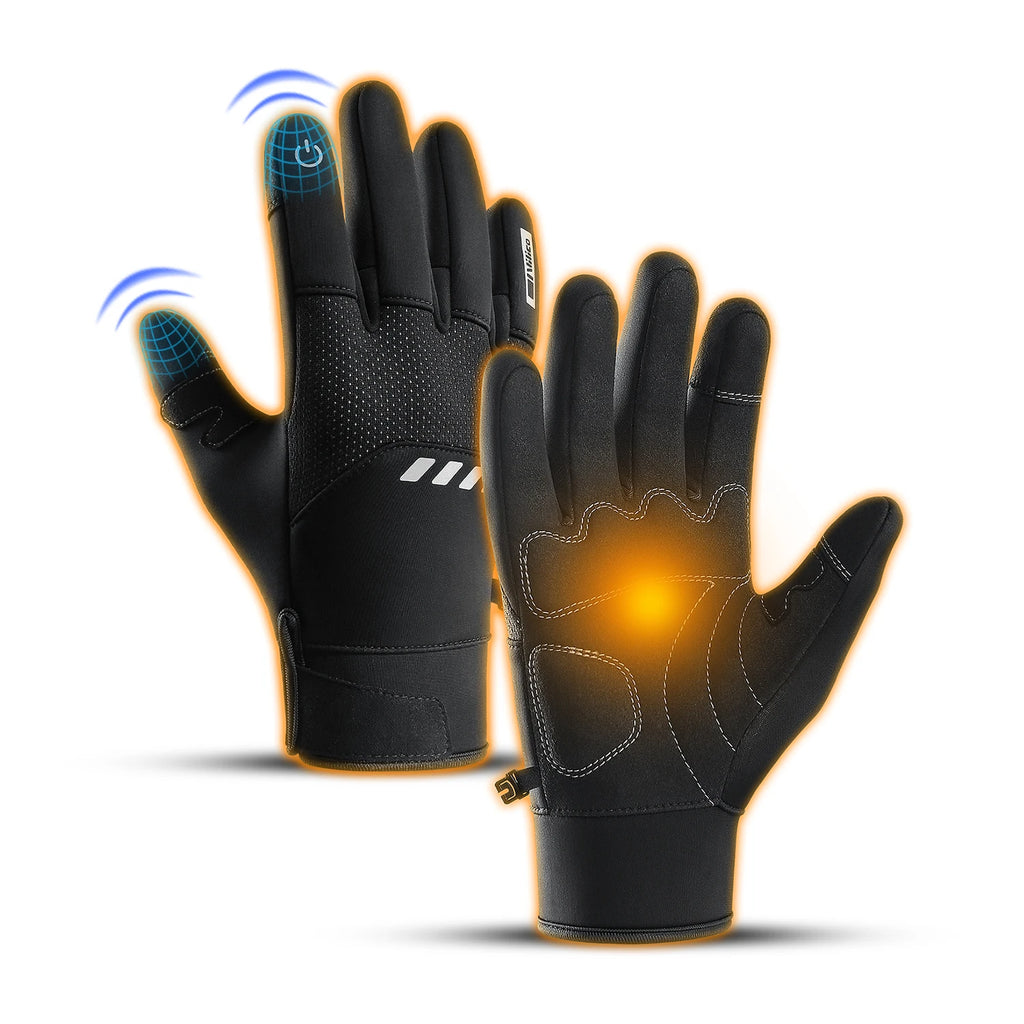 Autumn Winter Outdoor Cycling Gloves Gym Fitness Sports Running Warm Touch Screen Nonslip Gloves Motorcycle Gloves Men Black
