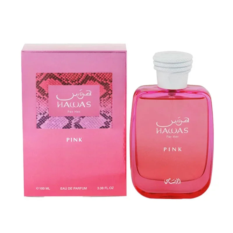 100ml Original Arab Perfumes RASASI Hawas Pink Eau de Parfum Pour Femme Spray Lasting Gourmand Perfume Women's Cologne Makeup