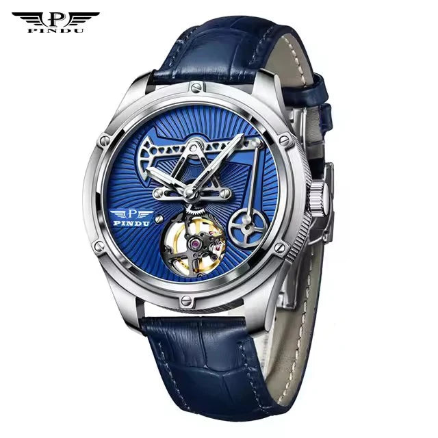PINDU Watch Miyata 8215 Mechanical Movement Sapphire Mirror Waterproof Luminous Oil Well Business Men Mechanical Wristwatches