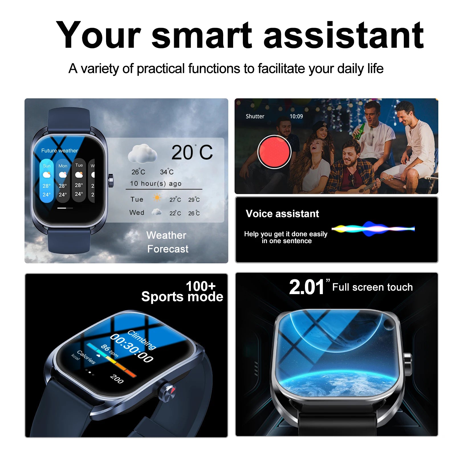 Smart watch, can answer and make calls, has message reminders, compatible with Android and iPhone