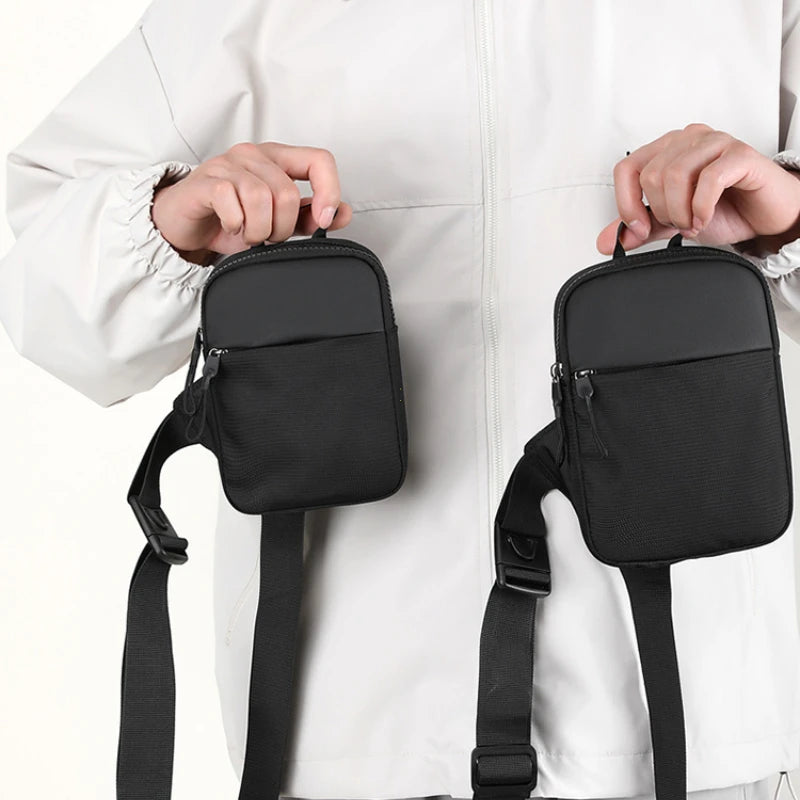 Men Waterproof Sling Chest Pack Fashion Small Black Crossbody Shoulder Zipper Bag Travel Workout Handbag Messanger Bag for Men