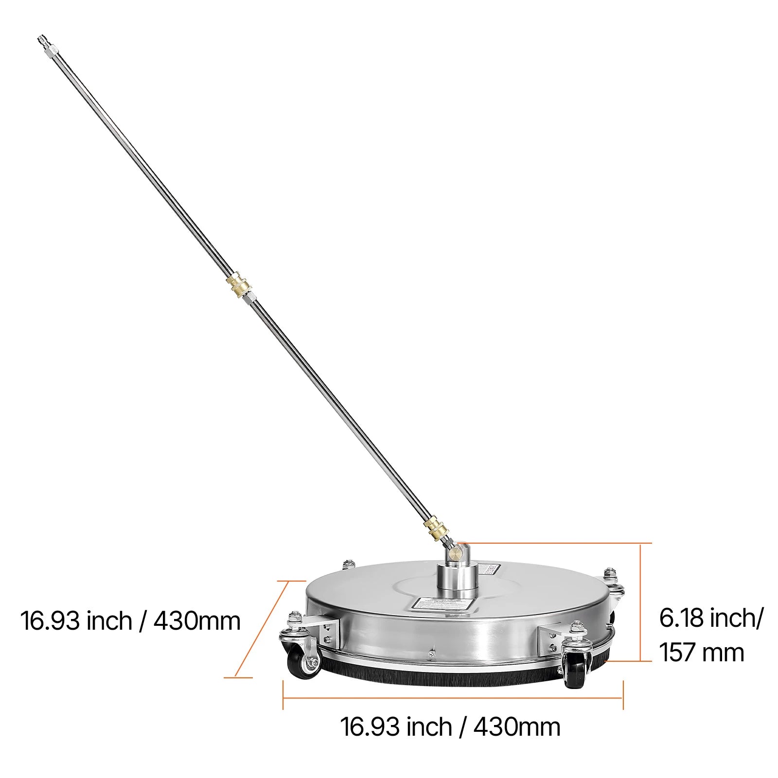 SucceBuy Pressure Washer Surface Cleaner PE/Stainless Steel Pressure Washer Attachments with 4 Wheels for Concrete Patio Deck