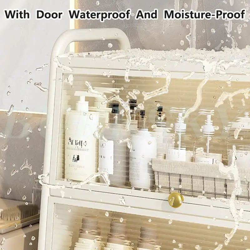 Bathroom Storage Floor to Floor, Waterproof Cabinet, Multi-Layer Storage Rack with Door