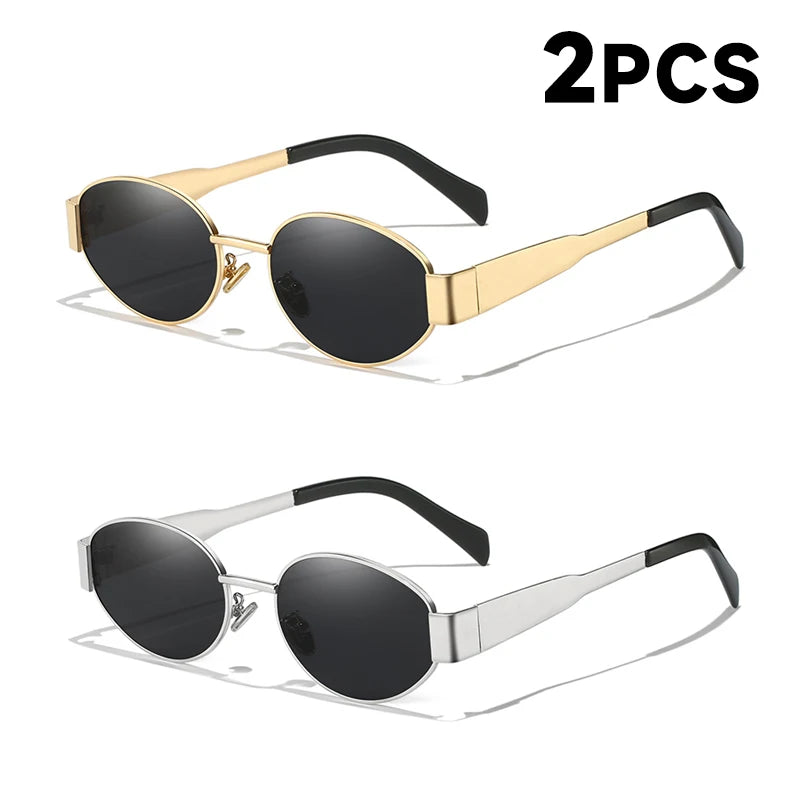 New Sunglasses For Women And Men UV400 Sun Glasses Alloy Oval Eyewear