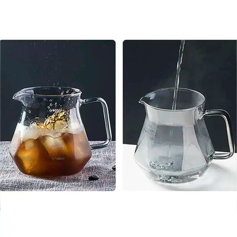 400/600ml Coffee Pot with Dripper Pour Over Coffee Maker Diamond Shaped Glass Coffee Pot Hand Drip Sharing Pot Filter Funnel