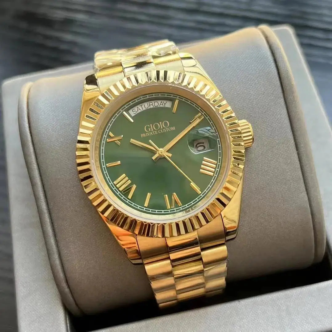 Luxury Mens WoAutomatic Watch for Men Mechanical Watches 904L Stainless Steel Black Blue Rome Dial Rose Gold Yellow Daydate