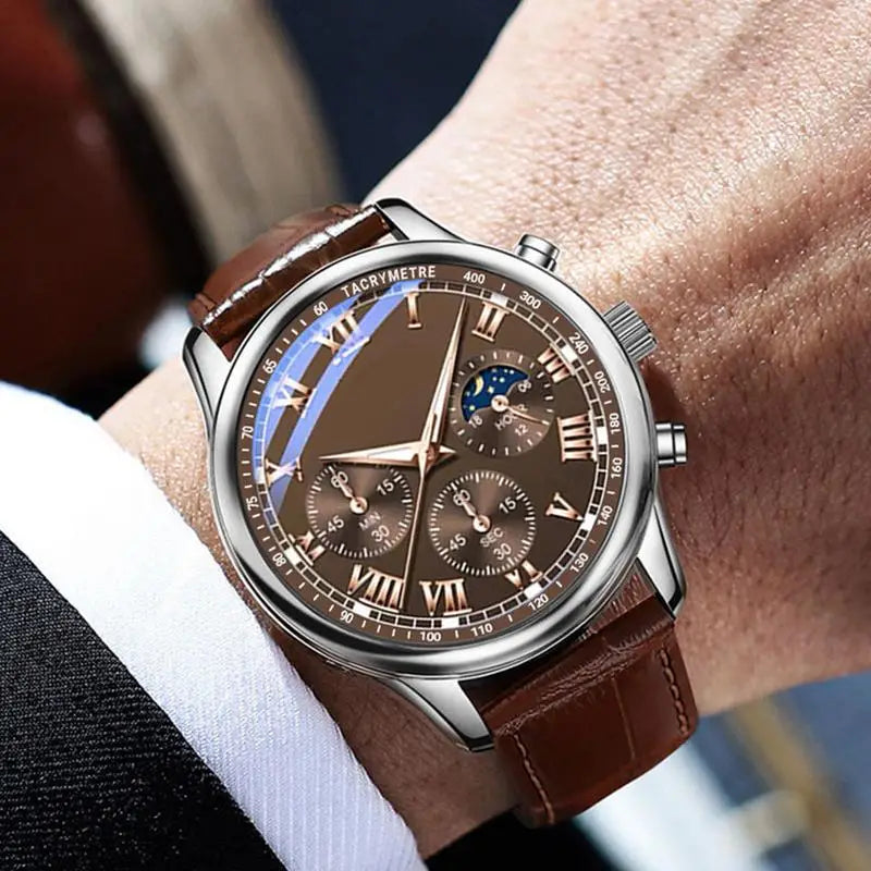 2024 New Classic Sports Watch Casual Men's Watch Fashion Waterproof Leather Men's Watch Suitable For Home Holiday Gifts