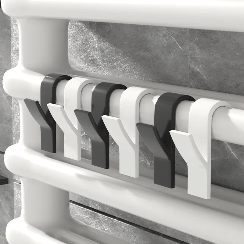4PCS Bathroom Shower Towel Holder Hanger Heated Radiator Rail Hooks Clips Storage Racks Clothes Scarf Hanger Hooks