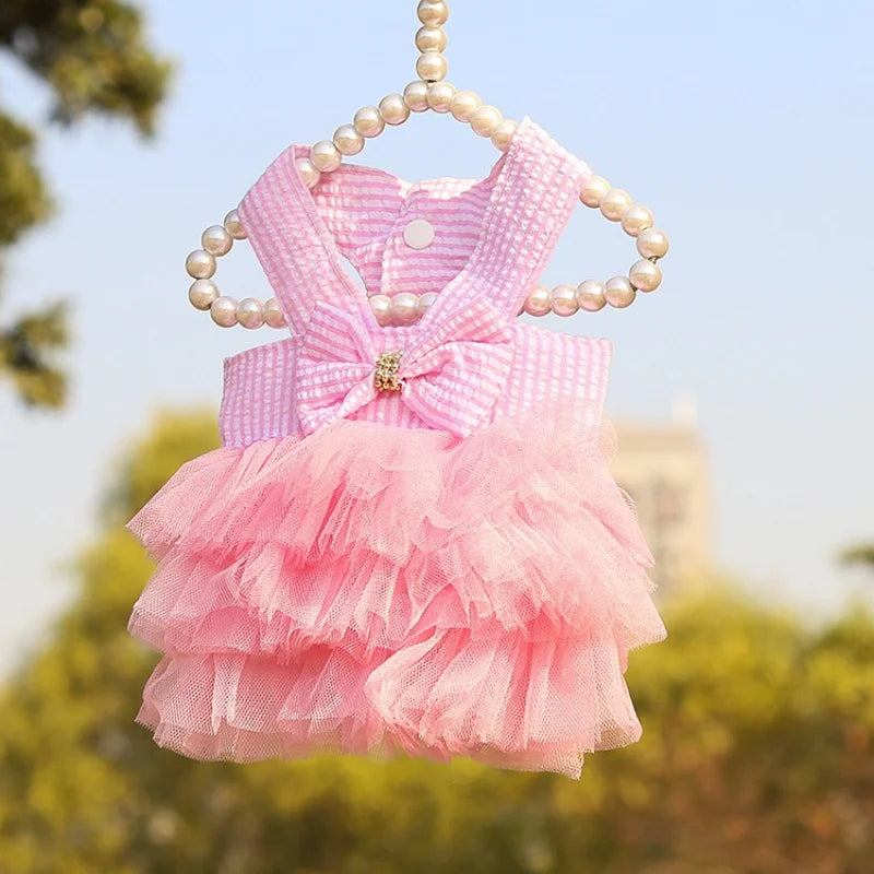 Pet clothes dog dress cute color skirt Suspender skirt pet supplies