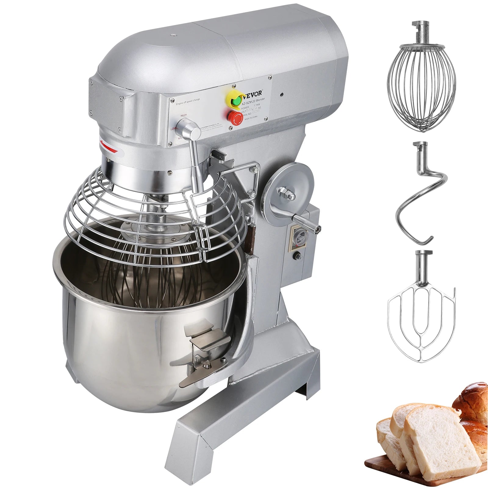 SucceBuy 10-30L Electric Dough Machine Stainless Steel Commercial Cream Egg Whisk Mixer Processor Kitchen Food Stand Blender