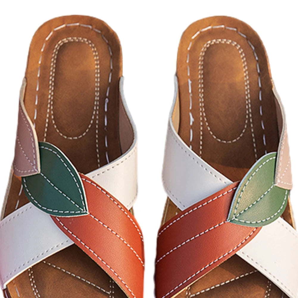 Women Summer Sandals Comfortable Ladies Wedge Sandals Breathable Wedge Slides Platform Cross Strap Slippers for Outdoor Travel