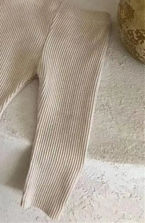 2024 New Baby Cotton Ribbed Leggings Solid Cotton Infant Stretch Pants Soft Comfortable Toddler Pants Kids Boys Girls Trousers