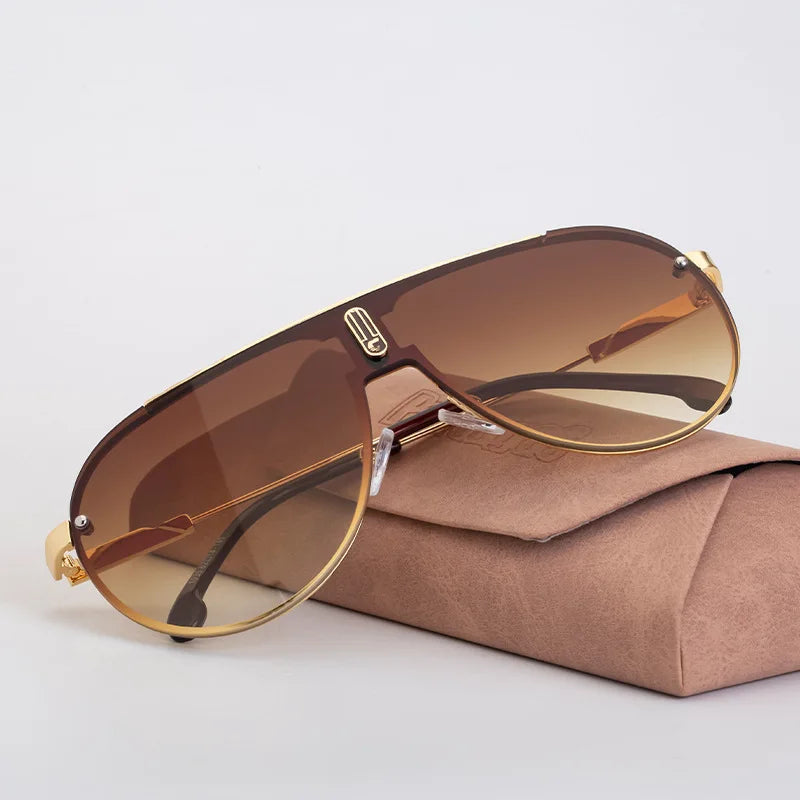 Classic Pilot Sunglasses Women For Men Vintage Big Frame Punk Luxury Brand Designer Outdoor Driving Metal Popular Sun Glasses UV