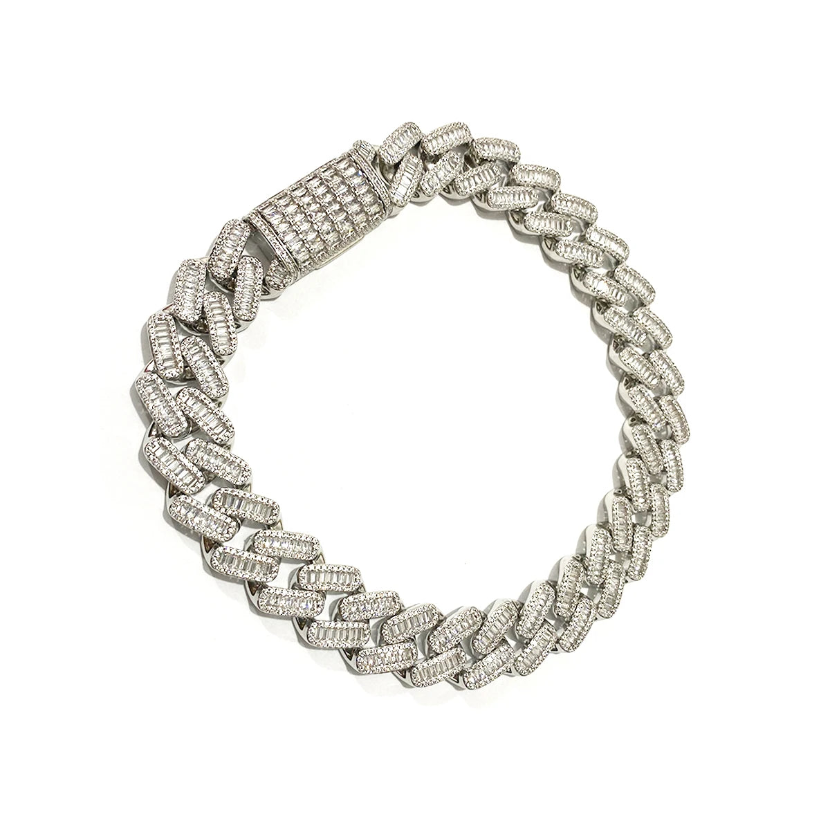 Aokaishen Baguette Miami Cuban Link Chain for Men Neckace Choker Real Gold Plated Hip Hop Fashion Jewelry