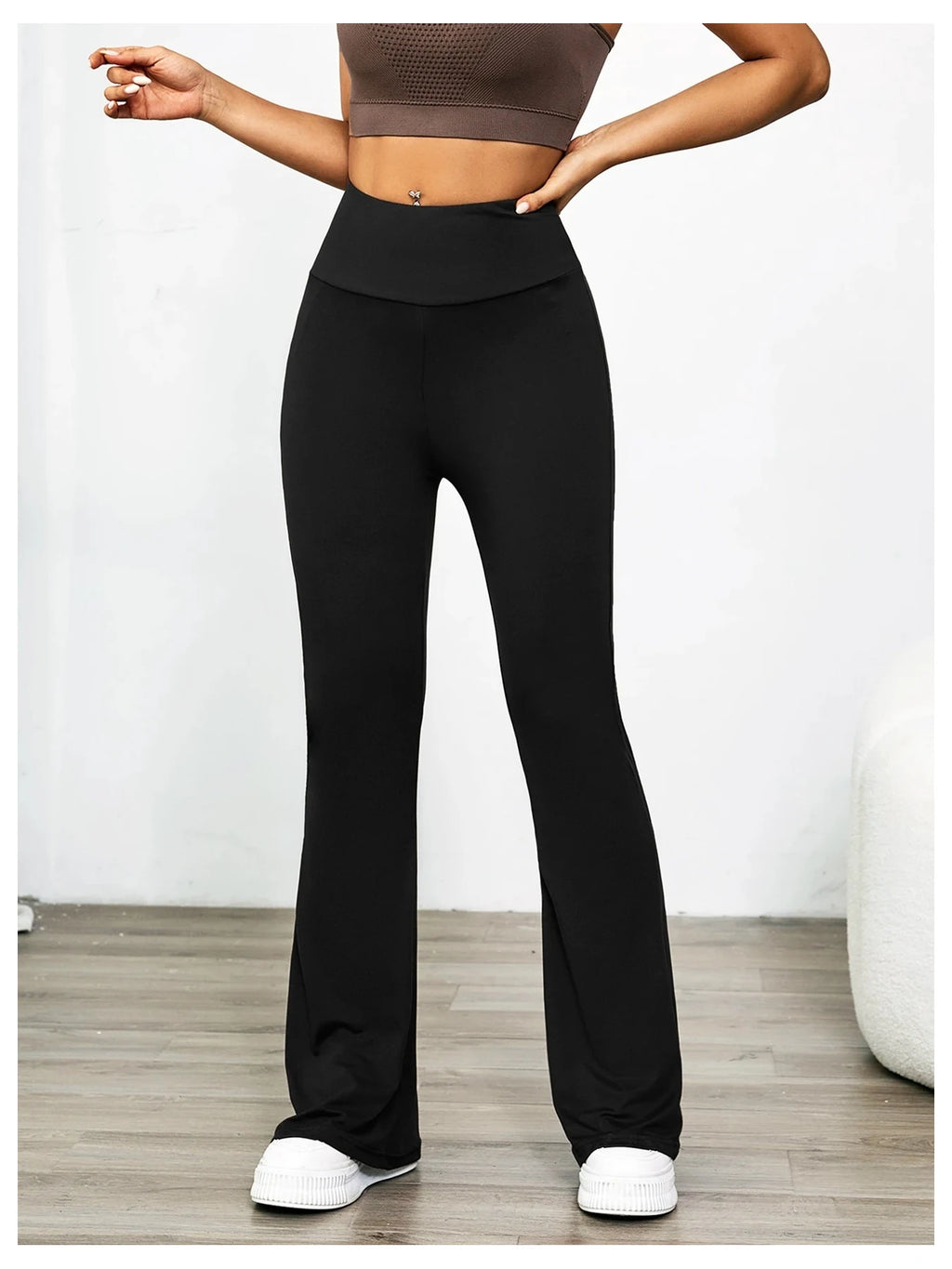 【3 Pack Bootcut Yoga Pants】High Waist Flare Leggings for Women, Black+Gray+Brown Stretch Trousers, Reinforced Stitching Bootleg