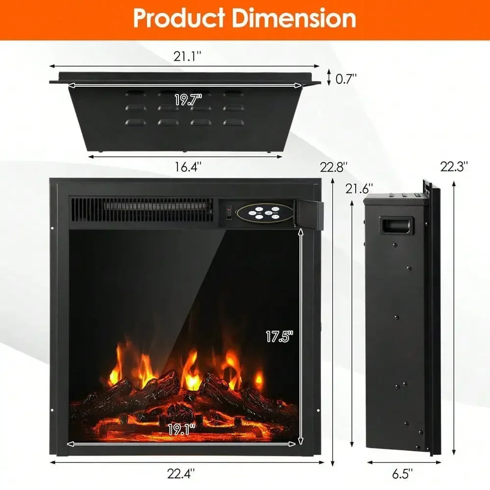 Electric Fireplace Insert 5100 BTU Recessed with Remote Control