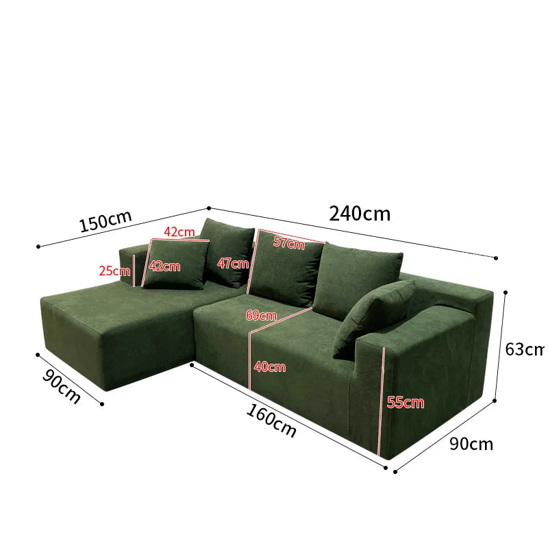 Modern Minimalist Fabric Sofa Living Room Modern Small House Apartment Square Sofa