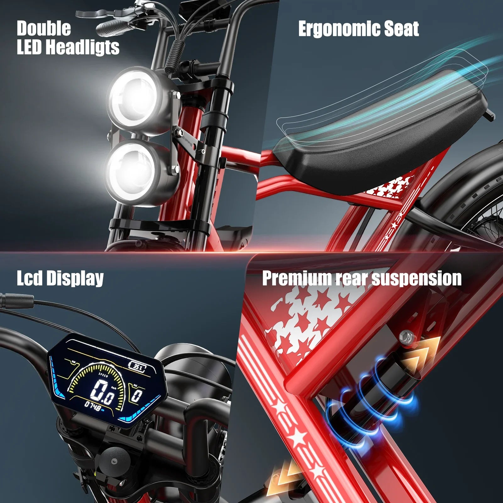 HARTY RE-LA01 Adult electric bike 750W City ebike removable Battery 48v22.5Ah 20 inches fat tire E-Mountain bike