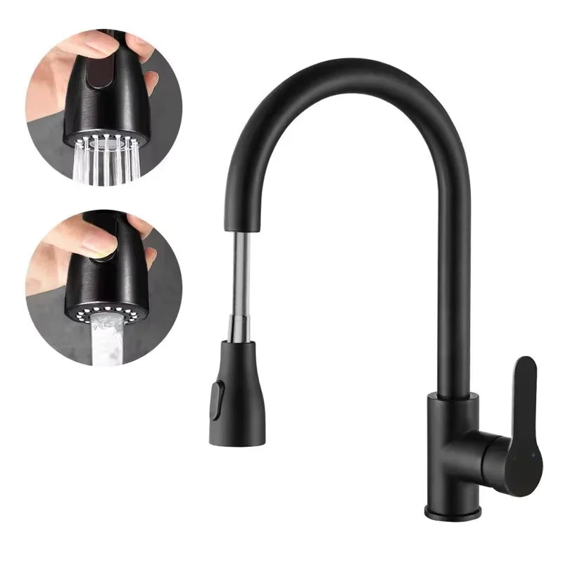 Stainless Steel Kitchen Faucet Single Hole Sprayer 360 Swivel Sink Mixer Faucet with Flow Spray Head for Cooking and Cleaning