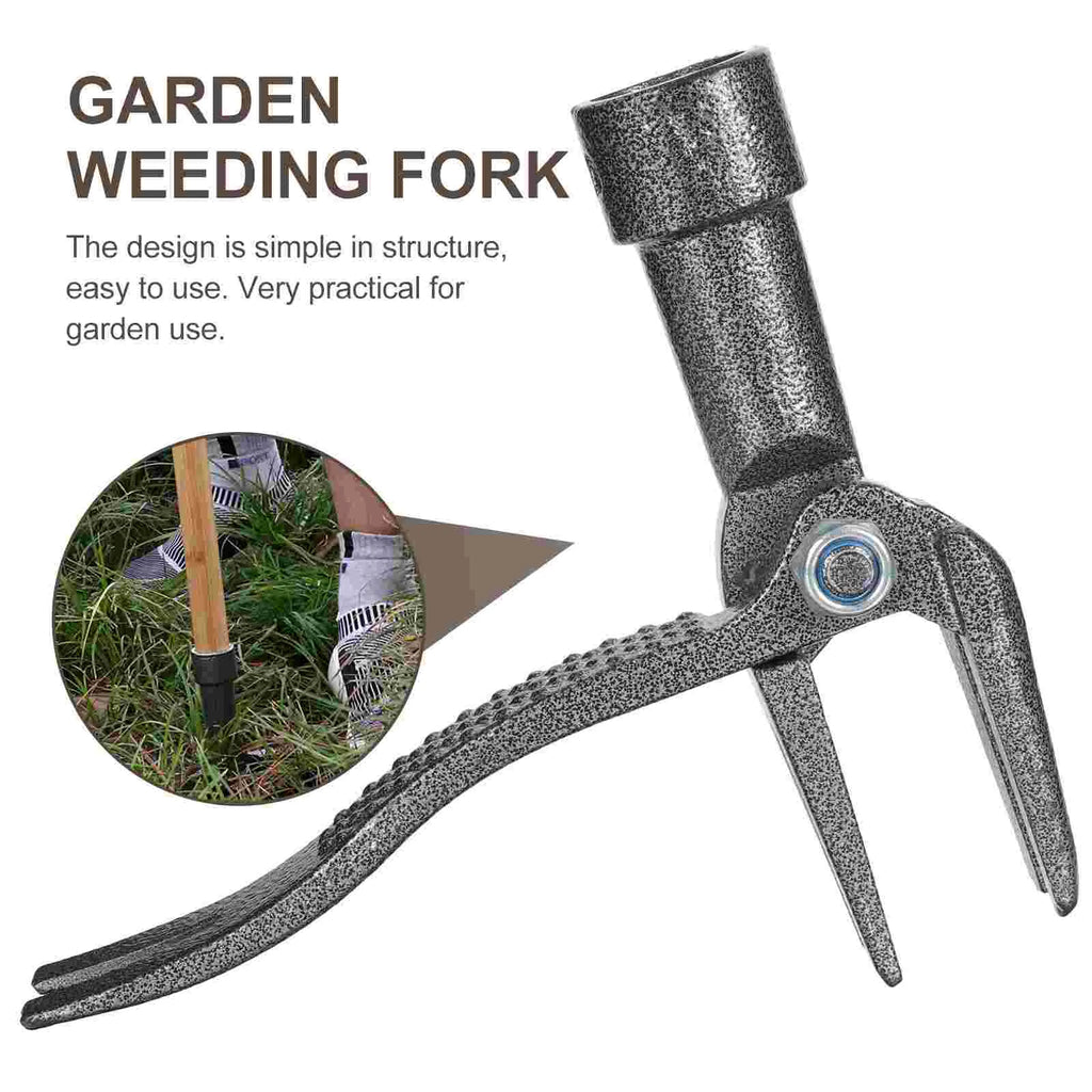 12009A Portable Weeder Garden Weeding Fork Household Weed Extractor Manual Root Remover Tool Durable Cast Iron Lawn Gardening