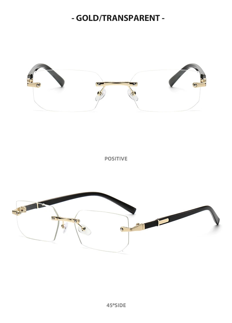 Trendy Rimless Sunglasses for Men Women Fashion Frameless Rectangle Sun Glasses Retro Shades Summer Traveling Eyewear UV400