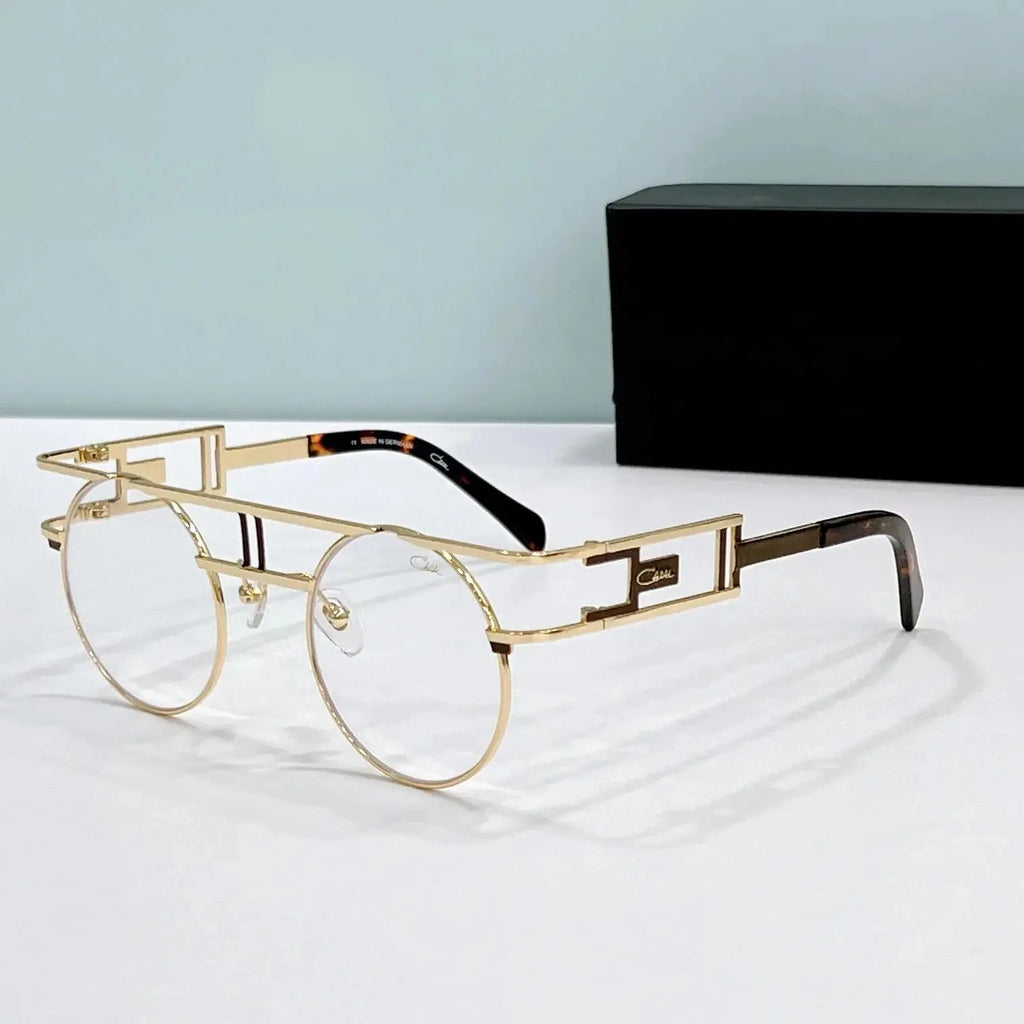 Original CCAZAL MOD958 Fashion Circular Gold Alloy Frame Men Sunglasses Classic Casual UV400 Gradient Retro Women Couple Eyewear