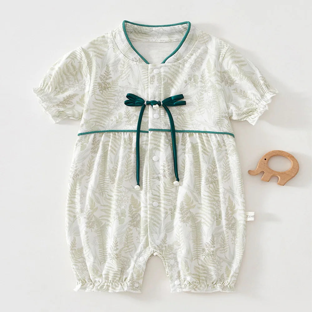 Baby Boys Clothes Summer 100% Cotton Newborn Onesies 1st Birthday Infant Girl Romper Chinese Style Baby Jumpsuit Wholesale