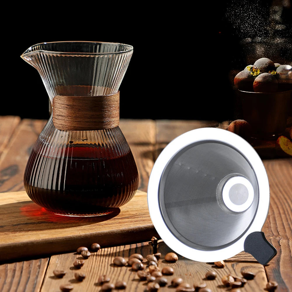 400ml Striped Glass Pot Pour-over Coffee Sharing Pot Simple Cold Drink Pot Coffee Utensils Tea Set Coffee Accessories
