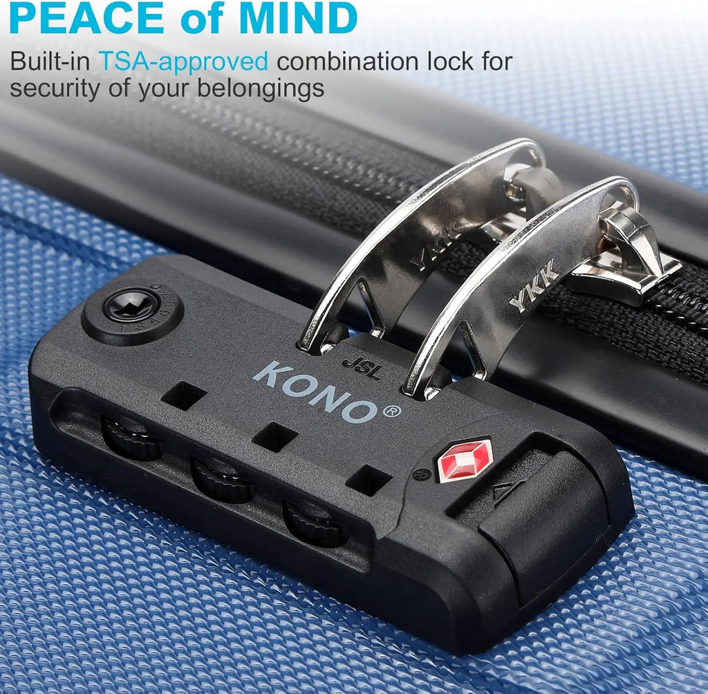 Kono 3 Piece Luggage Sets Expandable(only 28") Lightweight with Spinner Wheels TSA Lock Hardside Travel Rolling Suitcases