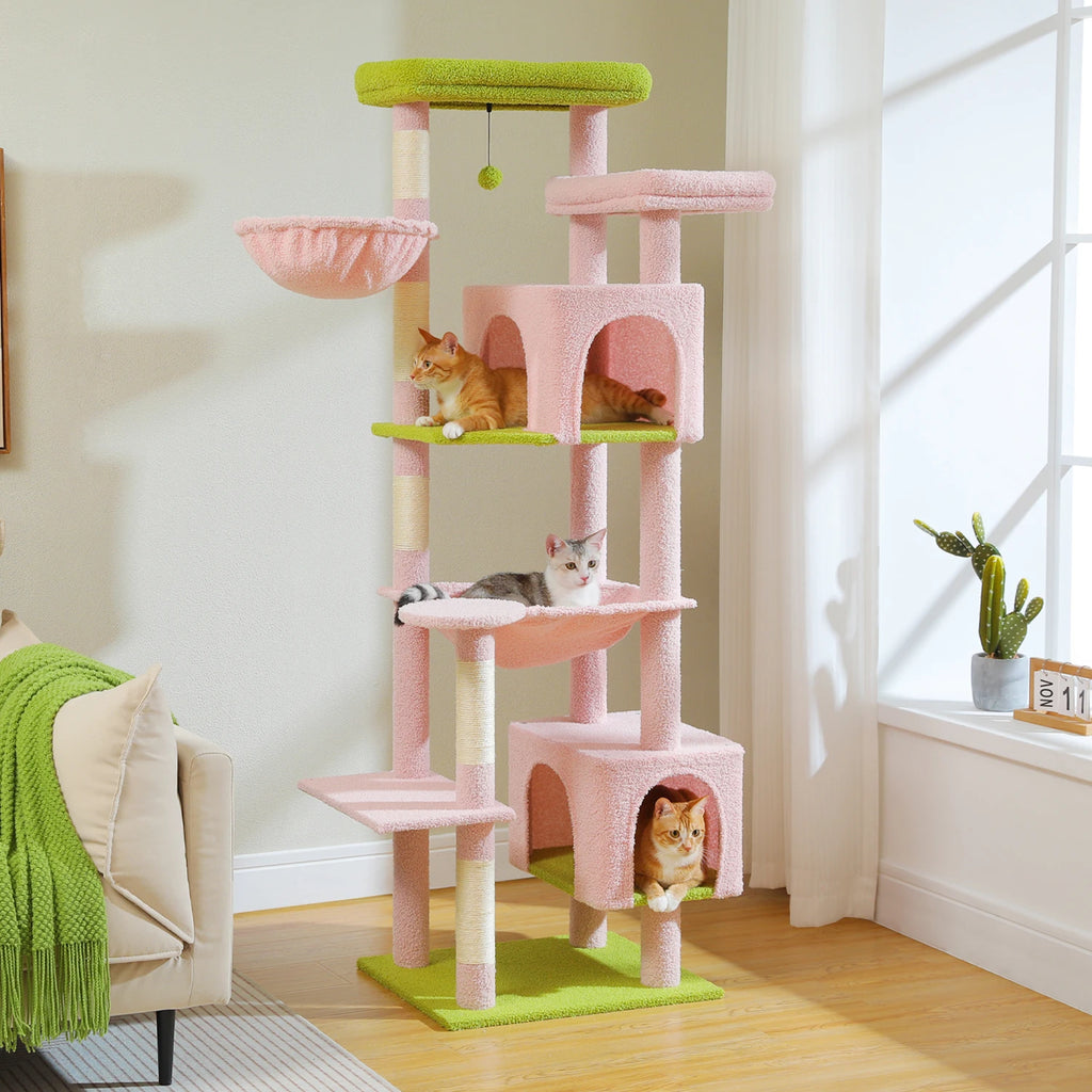 Large Cat Tree for Indoor Large Adult Cats, Multi-Level Cat Tower with Scratching Posts Super Large Hammock Cozy Condo Top Perch