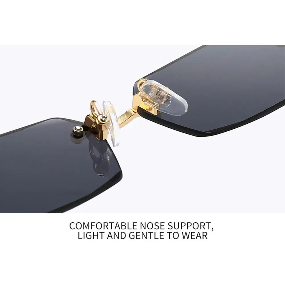 Trendy Rimless Sunglasses for Women Men Rectangle Fashion Shades Small Square UV400 Sun Glasses For Female Male Traveling Oculos