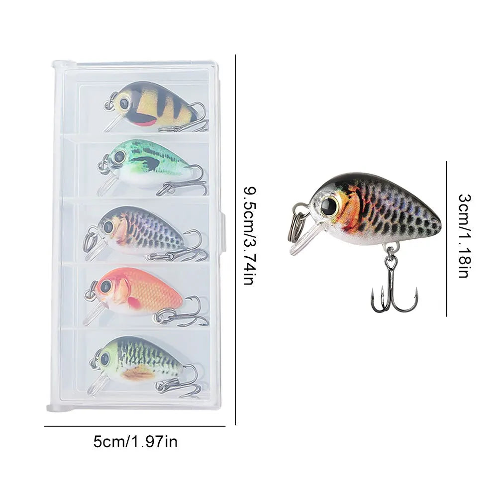 5pcs Mini Crankbait Fishing Lure 30mm 2g Floating Wobbler Artificial Hard Bait Fishing Bait for Pike Walleye Bass
