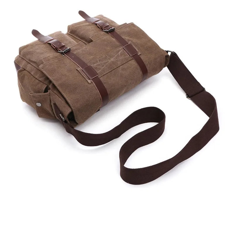 Men's Business Messenger Bags For Men Shoulder Bag Vintage Canvas Crossbody Pack Retro Casual Office Travel Bag