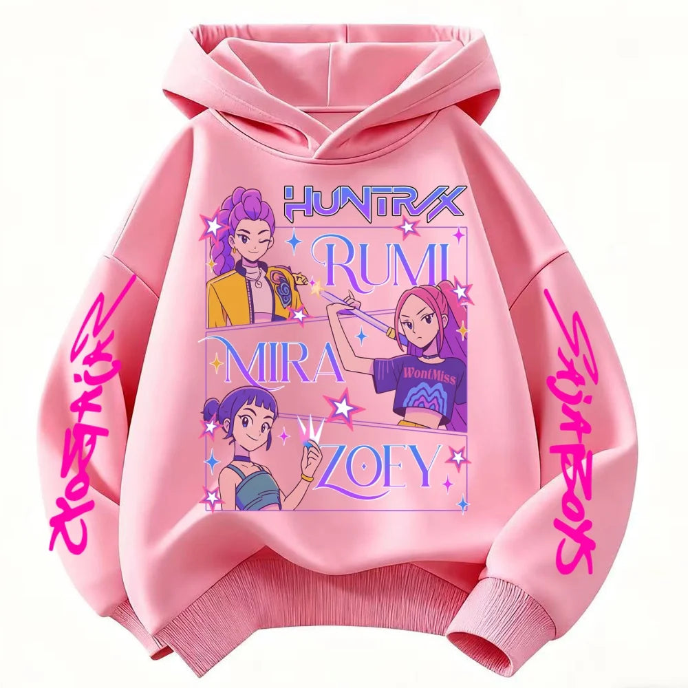 Children's Hoodies KPop Demon Hunters tops Boy Girls Coat Casual Toddle Sweatshirr white pink child 3-12 year the Spring Autumn