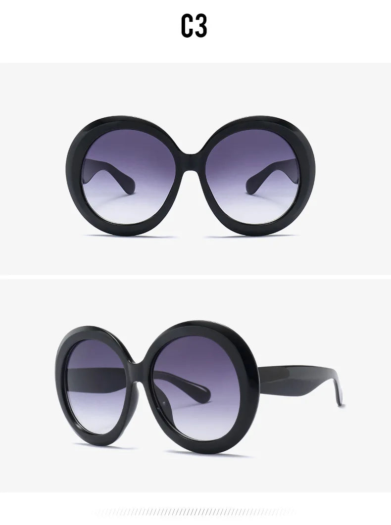 Unisex Big Round Sunglasses Women 2023 New Fashion Retro Oversized Sun Glasses Vintage Gradient Black Shades Luxury Eyewear