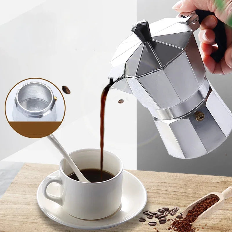 50/100/150/300ml Coffee Pot Italian Aluminum Moka Pot Octagonal Espresso Moka Coffee Pot Kitchen Barista Accessories