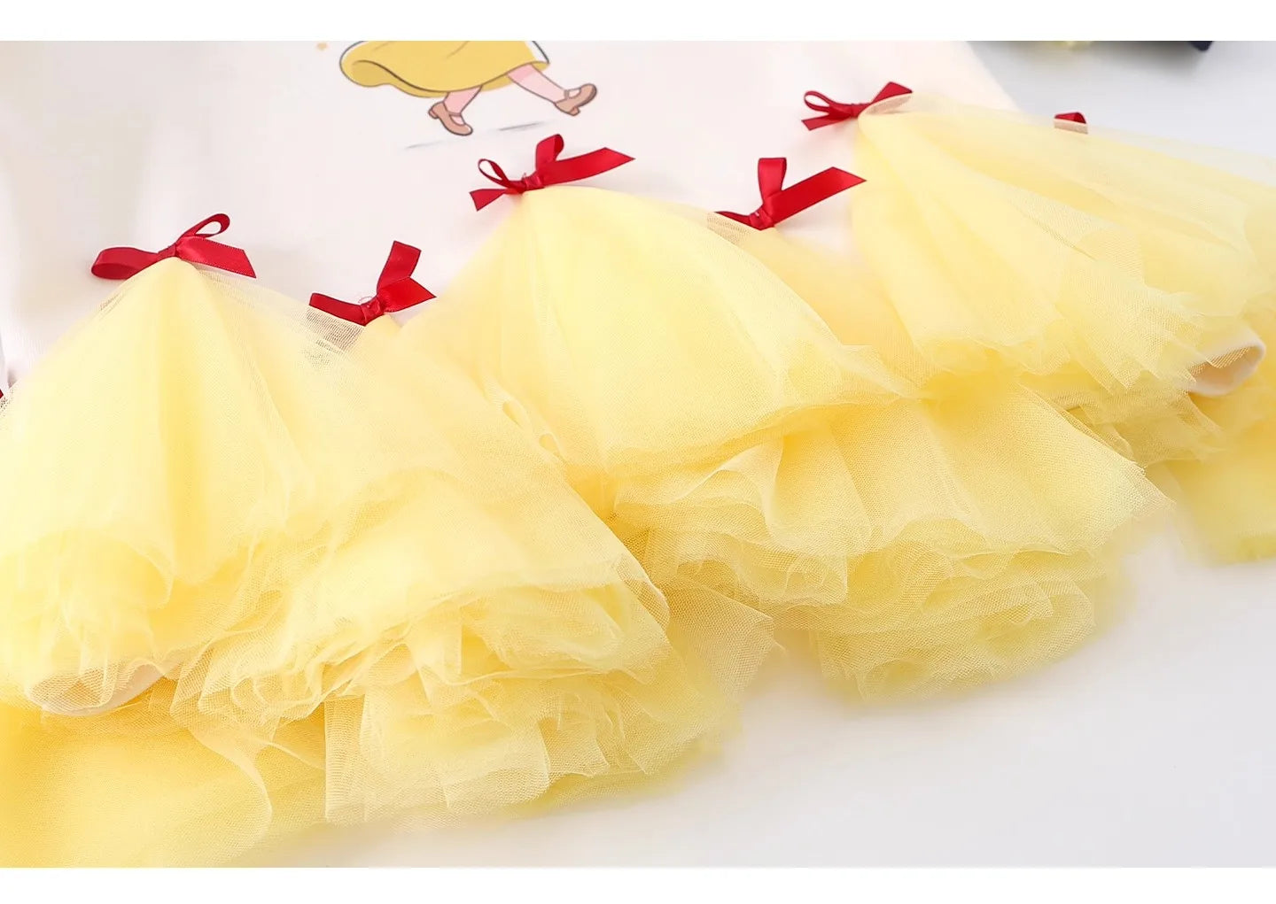 Girl's Fall/Winter Sweatshirt Long Sleeve Princess Elsa Snow White Cartoon Print Tulle Skirt Casual Hoodie Dress 2-12 Years Old