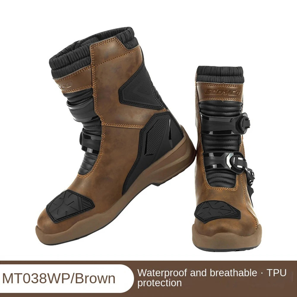 Motorcycle anti-fall riding shoes anti-slip wear-resistant waterproof breathable rally boots protective moto cross-country equip