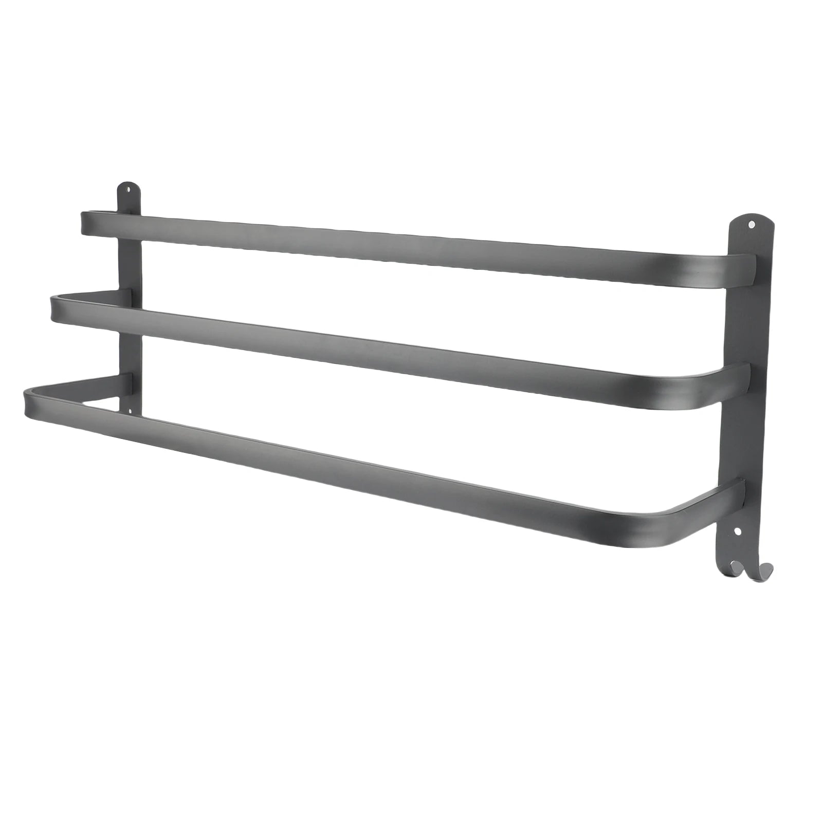 3 Tier Bathroom Towel Rack 60CM Aluminum Alloy Space Saving Convenient Hook Wall Mounted Towel Bar Holder Organizer for Kitchen