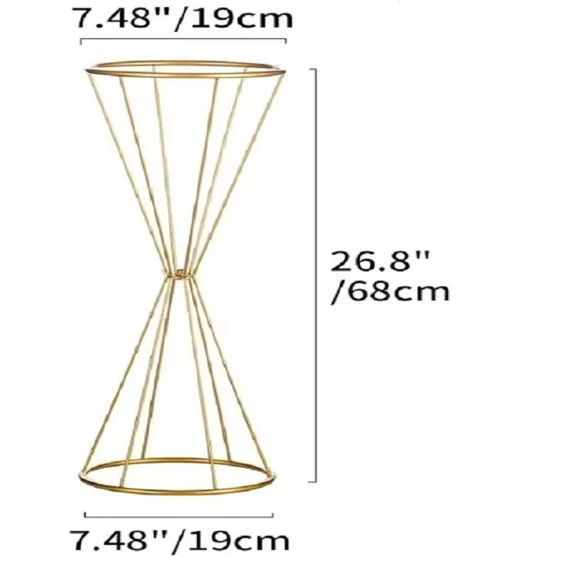Metallic Gold Flower Stand，Rustproof Centerpiece for Wedding Table, Christmas Party Decor with Metal Base, Floral Vase Holder