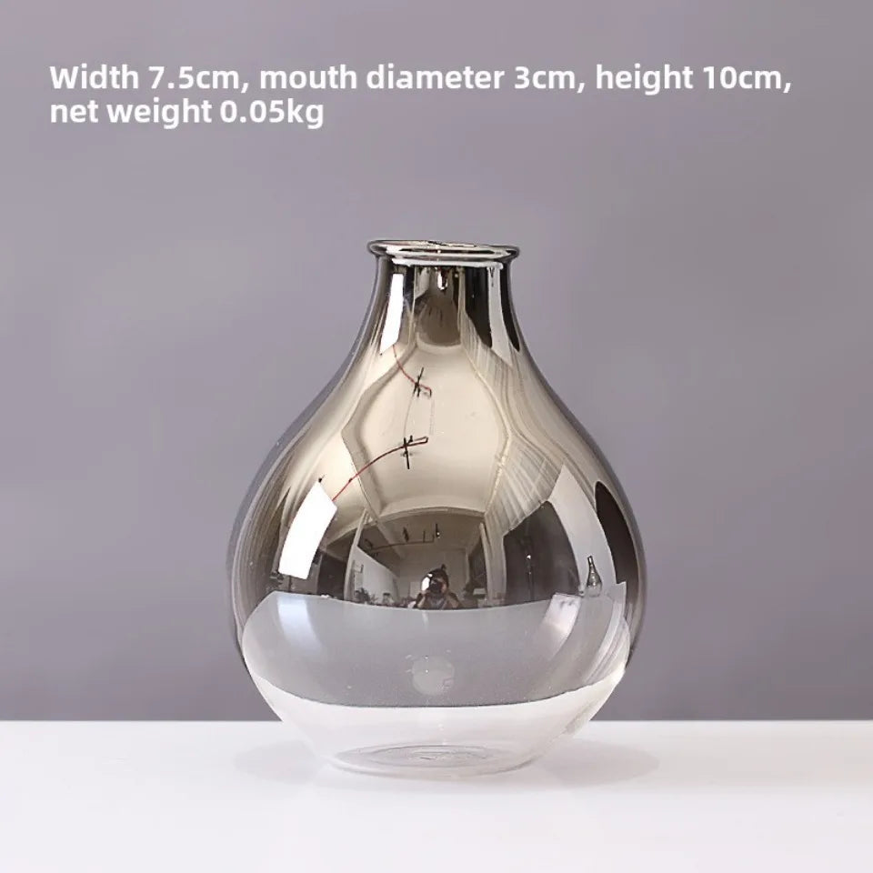 2025 New Brand Nordic Glass Vase Creative Silver Gradient Dried Insert Desktop Terrarium Jewelry Decoration Plant Holder