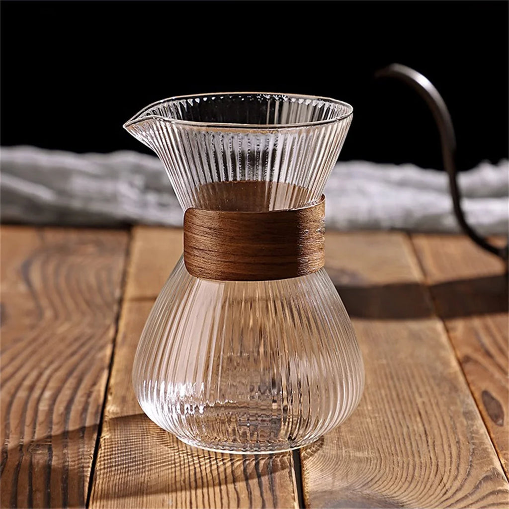 400ml Striped Glass Pot Pour-over Coffee Sharing Pot Simple Cold Drink Pot Coffee Utensils Tea Set Coffee Accessories