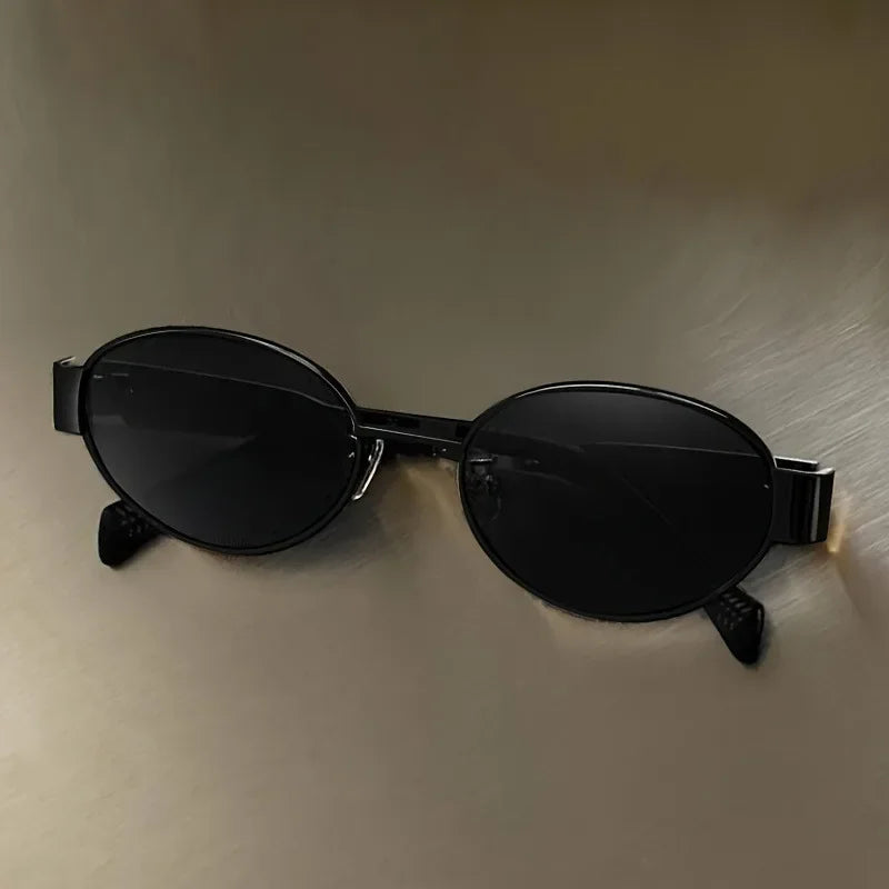 New Trendy Oval Sunglasses for Women Luxury Metal Frame Sun Glasses Ladies Classic Vintage Round Shades Unisex ﻿