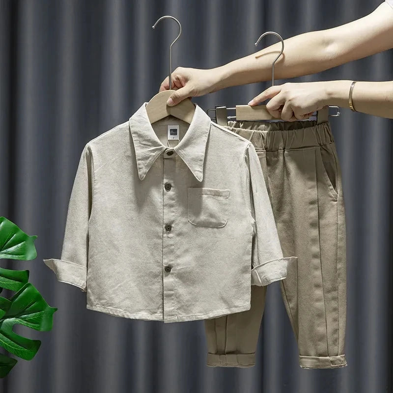 Baby Boy Clothing Suit 2024 Spring Autumn Knitted Sleeveless Sweater Vest + Shirts + Pants Boys Outfit Kids Set